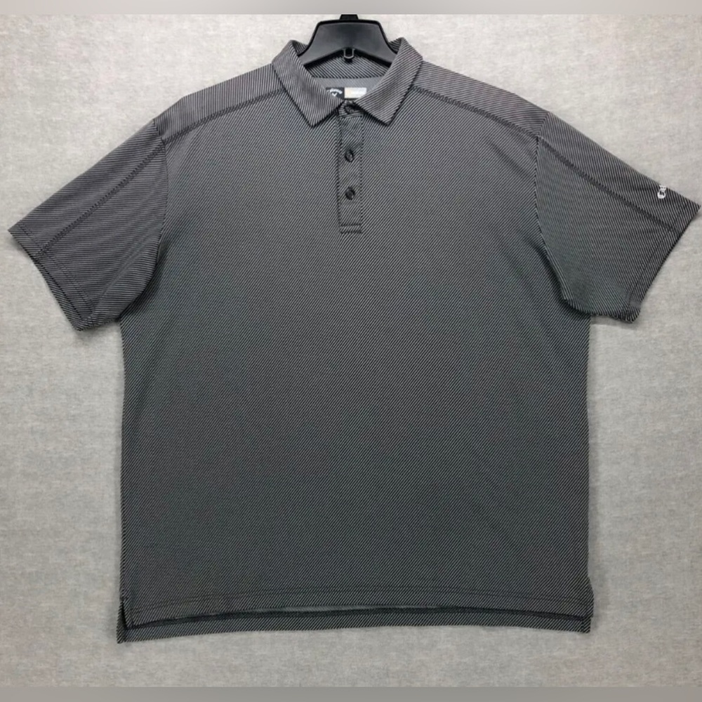 Callaway Opti Dri Short Sleeve Polo Shirt Men Size XL Gray White Stripe